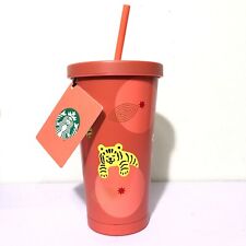 Starbucks Stainless Tumbler 18 oz. Cold Cup Orange Tiger Tangerines picture