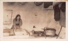 RPPC Hopi House Interior Southwest Woman Grinding Corn Photo Postcard D17 picture