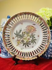 Vintage “Wong Lee 1895”Hand-painted Reticulated Famile Rose Bird Butterfly Plate picture