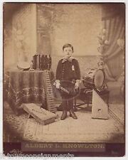 Albert Knowlton Child Music Prodigy with Drums Accordion Antique Studio Photo picture
