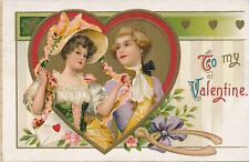 VALENTINE'S DAY - Dressed Up Couple In Heart To My Valentine Postcard - 1911 picture