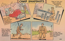 Vintage WW2 Postcard Army Camp Snapshots Comedy Military Art Unposted picture