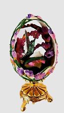 Vintage Franklin Mint House Of Faberge Floral Egg w/ Hummingbird Figurine 5
