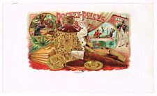 CIGAR BOX LABEL VINTAGE C1890S EMBOSSED POCKET PIECES FISHING GOLD COINS FINE D3 picture