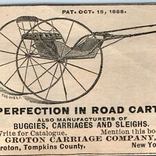 1890 Groton, NY Groton Carriage Co Print Ad Hub Engraved Car Road Cart Buggy C38 picture