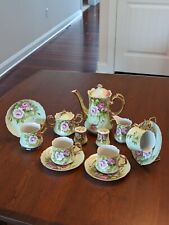 Vintage Lefton Full Tea Set -  Heritage Rose Green Pnk - never used picture