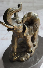 Trumpeting Elephant Trunk in the Air Bronze Metal Sculpture Statue Figure On Mar picture
