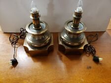 Pair of Vintage Brass Table Nightstand Lamps (Both Work) picture
