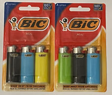 BIC Mini Lighters 6 Count (2 Packs of 3) Assorted Colors Brand New Sealed Packs picture
