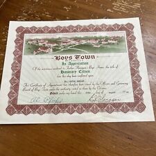 Boys Town Nebraska 1946 dated Certificate In Appreciation Honorary Citizen picture