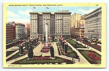 Postcard Union Square and St. Francis Hotel, San Francisco California CA picture
