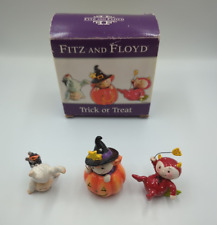 Vintage 2005 FITZ AND FLOYD TUMBLERS Halloween Figurines TRICK OR TREAT Set Of 3 picture