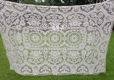 Antique Vintage Handmade Cotton Banquet Cloth Embroidery Tablecloth Lace Cover picture