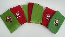 Vintage Embroidered Christmas Towels Fingertip Hand Fringe Decorative Santa Lot  picture