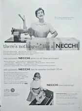 1954 vintage Necchi Sewing Machine Print Ad, Stitching Clothes, Housewife  picture