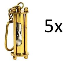 Lot Of 5 Unit Brass Sand Timer Pendant Key Chain Maritime Antiques Hourglass picture