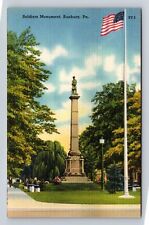 Sunbury PA-Pennsylvania, Soldiers Monument, Antique, Vintage Souvenir Postcard picture