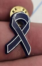VTG Lapel Pinback Hat Pin Blue Plastic Ribbon Awareness Support  picture