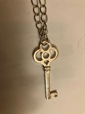 vintage estate silver tone key pendant chain necklace picture