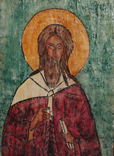 VINTAGE HAND PAINTED TEMPERA ON WOOD ICON picture