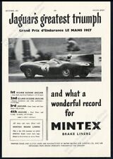 1957 Jaguar D-type race car photo Mintex brake linings vintage print ad picture