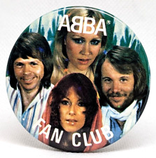 Vtg ABBA FAN CLUB  Swedish Pop Supergroup Mamma Mia Voyage Magazine Badge (P921) picture
