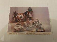 c.1970's Acoma Isleta and Zia Indian Pottery with Hopi Kachina Dolls Postcard picture