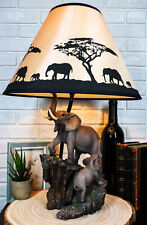 Migration Of The Majestic Elephant Family Safari Desktop Table Lamp Statue Decor picture