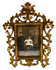 Vtg Ornate Picture Frame Brass Gold Gilt Cast Iron ? Floral Motif Victoria READ picture