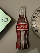 RARE Vintage 1960’s French Canadian Coca Cola Bottle Tin Metal Thermometer picture