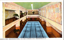 Vintage 1920's Ambassador Hotel Interior Swimming Pool Washington DC Postcard picture