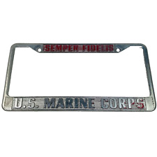 Vintage U.S MARINE CORPS Military Pewter Semple Fidelis Cars License Plate Frame picture