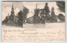 Postcard Vintage Three Churches in Titusville, PA. Undivided Back picture