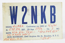 1941 Amateur Ham Radio QSL Card Brooklyn NY W2NKB Jack Buitekant picture