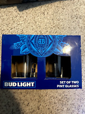 Bud Light Logo Pint Beer Glasses, 16 oz., Set of 2 New IN BOX picture