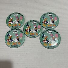 5 Disneyland I'm On Vacation Walt Disney Travel Button Pin Mickey Minnie Mouse picture