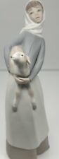 Vintage Spain Lladro Porcelain Figurine Girl With a Lamb Underglaze Hand Painted picture