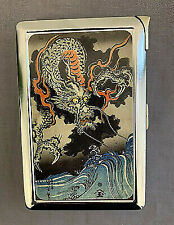 Japanesse Dragon Art 100's Size Cigarette Case With Built In Lighter Wallet picture