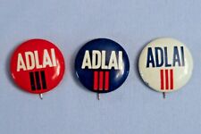 Three Vintage Adlai Stevenson Campaign Button Pinback Pin picture