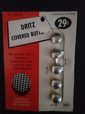 VINTAGE 1962 DRITZ COVERED BUTTON SET 5 BUTTONS MADE IN USA RUST PROOF picture
