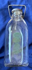 Vintage Coble Half Gallon Milk Bottle with Lid & Wire Bail Handle Lexington NC picture