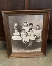 Antique Large Family Photo With Twins? Wood Frame & Glass 19.5 X 24 Inches picture