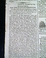 BATTLE OF THE NILE Lord Horatio Nelson defeats Napoleon Bonaparte 1798 Newspaper picture