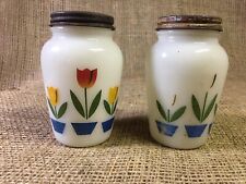 Vintage Fire King “Tulip” Milk Glass White Salt and Pepper Shakers -Rare Pattern picture