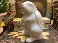 Standing White Rabbit~w/Hand Painted Floral on Back~7.5”H~Porcelain/NICE~ picture