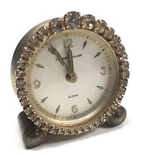 Vintage Phinney Walker Clear Rhinestone Jeweled Alarm Clock Germany Working picture