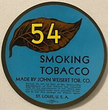 Antique Vintage 1910s - 1930s 54 Smoking Tobacco Label, St Louis, MO, Historic picture