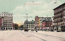 Harrisburg PA Pennsylvania Market Square Trolley Main Street Vtg Postcard E4 picture