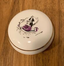 RARE Vintage Porcelain Round Opera Trinket Box made in France picture