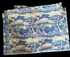 Vintage Antique Fabric STALEY Toile Cotton Remnant 47x32